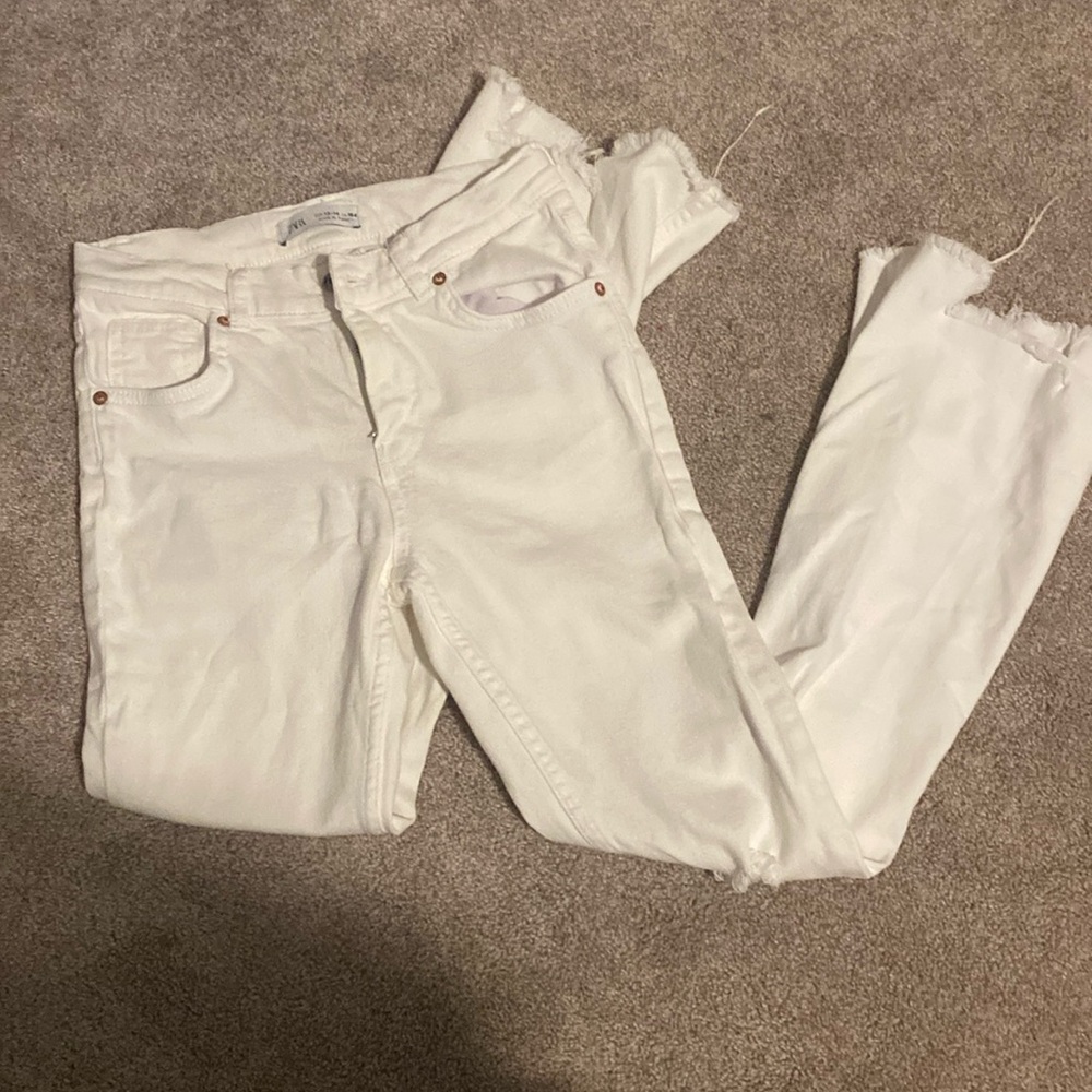 Zara Kids Flared Jeans White Distressed